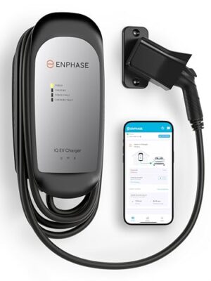 40 Amp Smart EV Charger - Enphase IQ 50, Hardwired, 9.6kW Power, 240V, 5-Year Warranty, Wi-Fi Connected, Safety Certified, 25ft Cable & Ruggedized J1772 Connector
