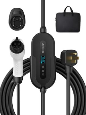 Anker Electric Vehicle Charger, 7.6KW Level 2 Portable Fast Charger with J1772 Connector and 25 ft Cable, NEMA 14-50 Plug, Scheduled Charging, Works with EV and Hybrid Vehicles, for Home and Outdoor