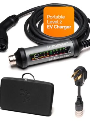 J+ Booster 2 Portable EV Charger - Level 2 40 Amp Fast Charging Station for All EV's Home Indoors or Outdoors (9.6 kW, 240V, EVSE, ETL Certified, NEMA 14-50, Carrying Case, 21ft)