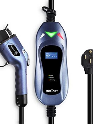 MUSTART Level 2 EV Charger, 40 Amp, 240 Volt, 25ft Cable, Electric Vehicle Portable Charger Plug-in EV Charging Station with NEMA 14-50P, ETL Certificated
