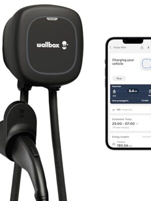 Wallbox Pulsar Plus Level 2 Electric Vehicle Smart Charger - 40 Amp, Ultra-Compact, WiFi, Bluetooth, Alexa/Google Home, UL Certified, 25ft Cable, Indoor/Outdoor EVSE, Assembled in USA