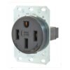Bryant Electric 9450FR 50 Amp 125/250V NEMA 14-50R Flush Straight Blade Receptacle, Black