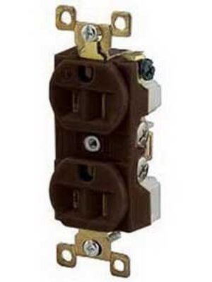 Bryant Electric BRY5262 15 Amp, 125V, Nema 5-15R, Duplex Receptacle, Industrial Grade, Grounding, Brown