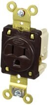 HUBBELL HBL5261 AC Receptacle NEMA 5-15 Female Simplex Industrial Grade Brown