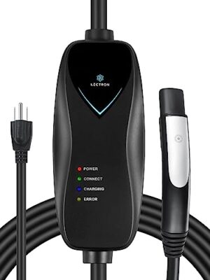 Lectron Level 1 Tesla Charger - 110V, 15 Amp, NEMA 5-15 Plug, 16 ft Extension Cord - Portable Electric Car Charger for Tesla - Compatible with All Tesla Models X/Y/3/S