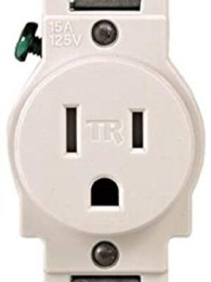Leviton T5015-I 15-Amp 125-Volt NEMA 5-15R, 2P, 3W, Narrow Body Single Receptacle, Ivory