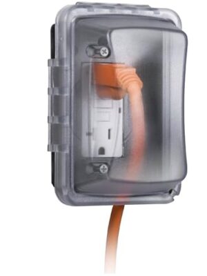 TayMac MM410C Single Horizontal/Vertical Mount 1-Gang Weatherproof In-Use Electrical Outlet Cover for Home Improvement, 2.75 in, Clear