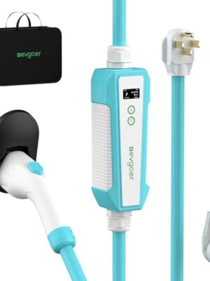 EG evgoer Electric Vehicle Charger Level 2 & Level 1, 32Amp 110V-240V Schedule Timer 20ft Cable Portable EV Home Charging Station, 8A-32A Adjustable Current Compatible with All SAE J1772 EVs