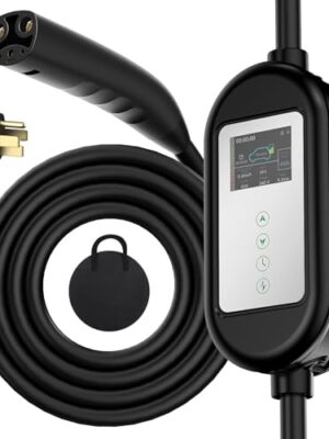 Level 2 EV Charger for Tesla, 40A 240V NEMA 14-50P Portable Electric Charger,Adjust Current and Schedule Time EV Charger for Home and Outdoor (16.4 Ft)