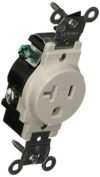 Leviton T5020-W 20-Amp 125-Volt NEMA 5-20R, 2-Pole, 3W, Narrow Body Single Receptacle, White