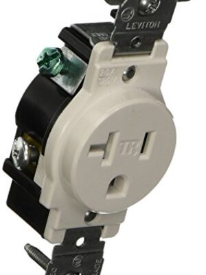 Leviton T5020-W 20-Amp 125-Volt NEMA 5-20R, 2-Pole, 3W, Narrow Body Single Receptacle, White