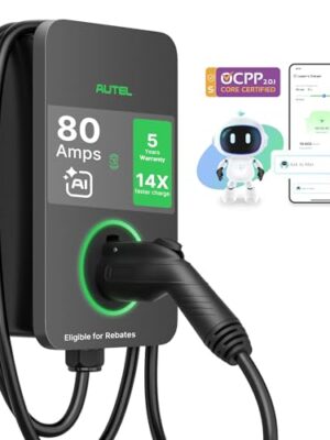 Autel MaxiCharger Electric Vehicle (EV) Charger Level 2, up to 80 Amp, OCPP Compliant, Integrated Cloud with AI, Indoor/Outdoor, 4G/Wi-Fi/Wi-Sun Enabled, AC PRO Business, Dark Gray