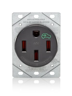 Leviton 50 Amp EV Charging Receptacle/Outlet, Heavy Duty, Weather Resistant, 1450W
