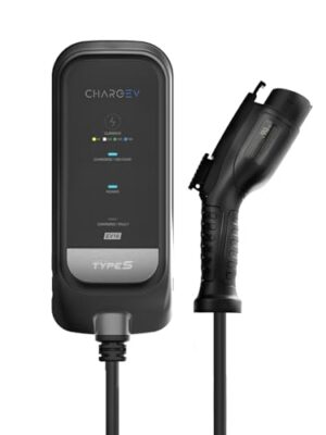 Type S 16A Level 1 EV Charger – 120V Portable Home EV Station, Adjustable Amps (6A-16A), J1772 Connector, 24.6ft Cable, Plug & Charge, Weatherproof – Reliable Overnight Charging for All EVs & PHEVs