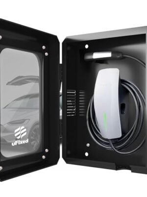 Ufixed Outdoor EV Charger Enclosure Wall Box with Lock for Tesla Wall Charger and Chargepoint with Holder | Weatherproof Visible, Easy to Install, Black