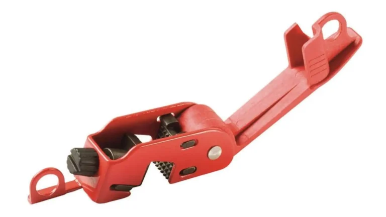 Master Lock Grip Tight circuit breaker lockout shown before installation to an EV charger circuit.