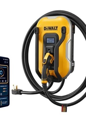 DEWALT Electric Vehicle Level 2 EV Charger up to 40 Amps 240V, App Control Bluetooth & Wi-Fi, CSA Certified Indoor/Outdoor NEMA 14-50 Plug Wall Mounted Charging Station with 25 ft. Cable