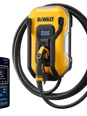 DEWALT Electric Vehicle Level 2 EV Charger up to 48 Amps 240V, App Control Bluetooth & Wi-Fi, CSA Certified Indoor/Outdoor Hardwired Wall Mounted Charging Station with 25 ft. Cable