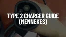 A featured post image of a black Type 2 Mennekes charging connector held by a hand, with a bold white text overlay that reads "TYPE 2 CHARGER GUIDE (MENNEKES)."