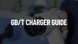 A featured post image showing a close-up of a grey and black GB/T DC fast-charging plug with a bold white text overlay that reads "GB/T CHARGER GUIDE."